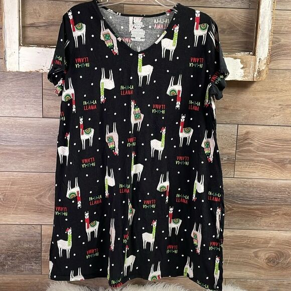 SECRET TREASURES Sleepwear Holiday FA LA LA LLama Nightshirt Size Large 14 / 18 - Picture 3 of 7